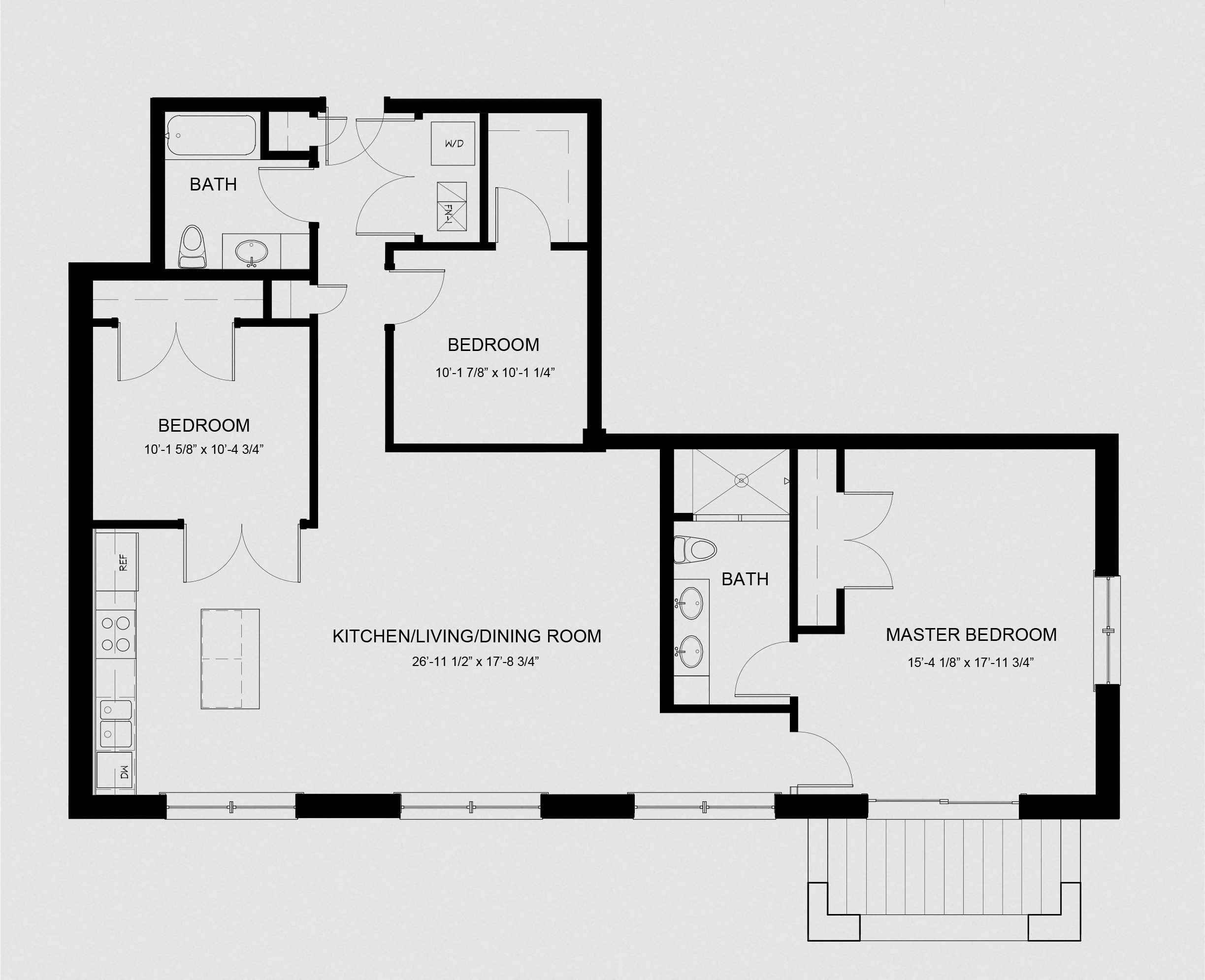 Floor plan for 3 beds, 2 baths, 1463 sqft